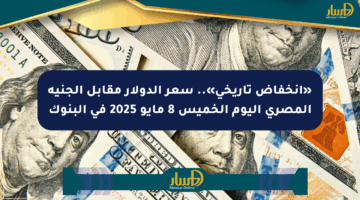 «انخفاض تاريخي».. سعر الدولار مقابل الجنيه المصري اليوم الخميس 8 مايو 2025 في البنوك